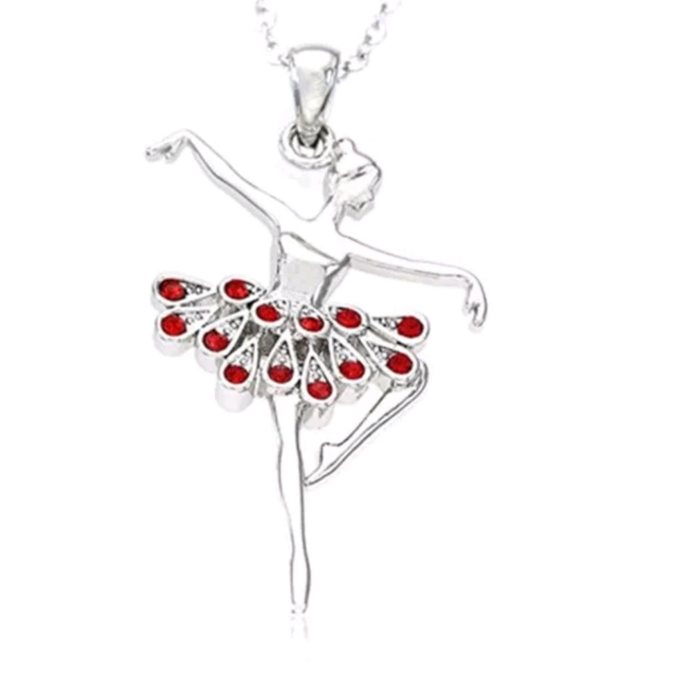(Sale)Dancing Ballerina Charm 925 Silver Necklace
